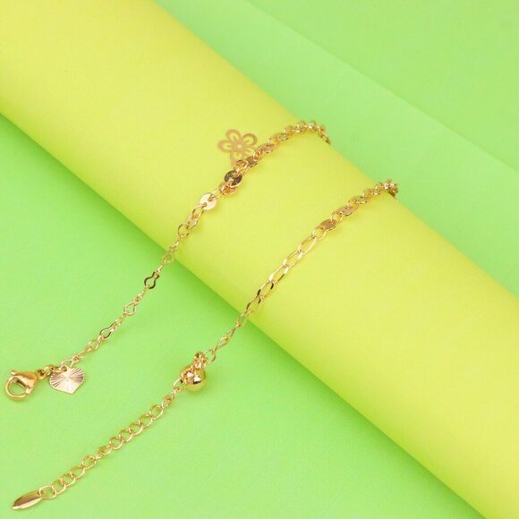 "Delicate Rose Gold Anklet with Floral & Charm Accents, XPAL1066 - Picture 9 of 12